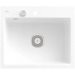 Villeroy & Boch Subway 60 S flat Мойка, включая Комплект слива с эксцентриком, выкл Керамика, 565 x 475 mm, Альпийский белый CeramicPlus 33092FR1