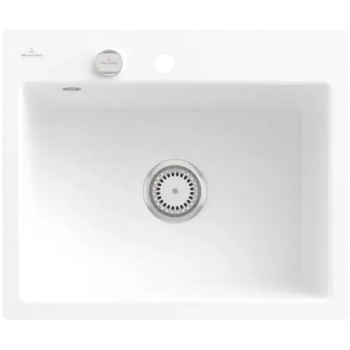 Villeroy & Boch Subway 60 S flat Мойка, включая Комплект слива с эксцентриком, выкл Керамика, 565 x 475 mm, Альпийский белый CeramicPlus 33092FR1
