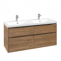 Villeroy & Boch Subway 3.0 Тумба под раковину, с подсветкой, 4 выдвижных ящика, 1272 x 576 x 478 mm, Oak Kansas C568L1RH