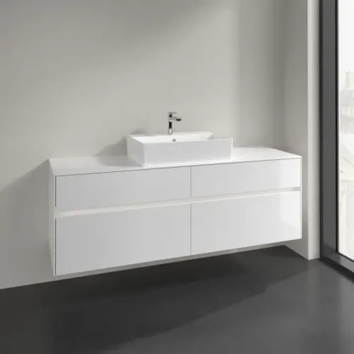 Villeroy & Boch Collaro Тумба под раковину, с подсветкой, 4 выдвижных ящика, 1600 x 548 x 500 mm, Glossy White / Glossy White C134B0DH
