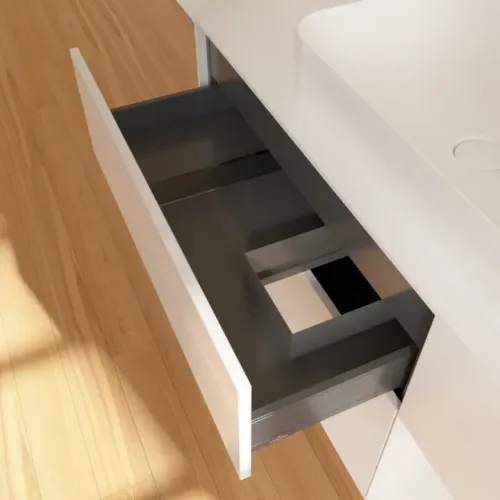 Villeroy & Boch Finion Тумба под раковину, с подсветкой, 3 выдвижных ящика, 1200 x 603 x 501 mm, Glossy White Lacquer / Glossy White Lacquer G711GFGF