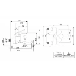 Смеситель для ванны Villeroy & Boch O.novo однорычажный TVT10400100061