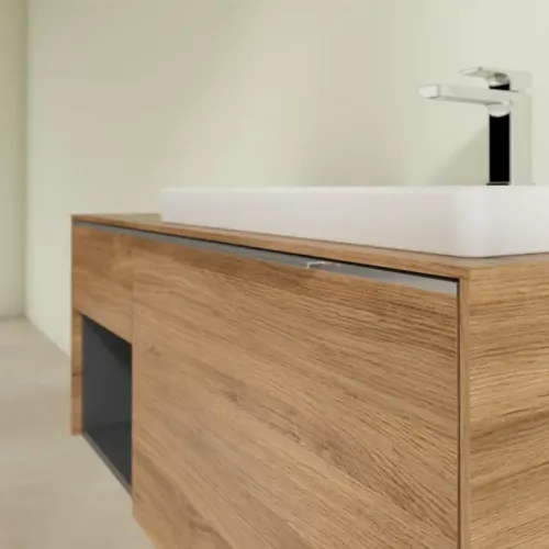 Villeroy & Boch Subway 3.0 Тумба под раковину, с подсветкой, 2 выдвижных ящика, 1001 x 423 x 516 mm, Oak Kansas / Oak Kansas C571L0RH