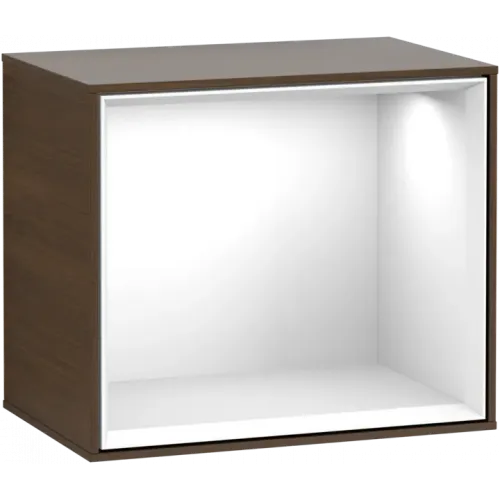 Finion Стеллаж, с подсветкой, 418 x 340 x 270 mm, Walnut Veneer / Glossy White Lacquer G580GFGN