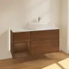 Villeroy & Boch Finion Тумба под раковину, с подсветкой, 3 выдвижных ящика, 1200 x 603 x 501 mm, Walnut Veneer / Walnut Veneer G141GNGN