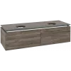 Villeroy & Boch Legato Тумба под раковину, с подсветкой, 2 выдвижных ящика, 1400 x 380 x 500 mm, Stone Oak / Stone Oak B591L0RK