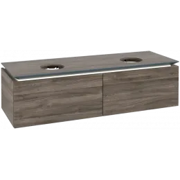 Villeroy & Boch Legato Тумба под раковину, с подсветкой, 2 выдвижных ящика, 1400 x 380 x 500 mm, Stone Oak / Stone Oak B591L0RK