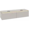 Villeroy & Boch Legato Тумба под раковину, с подсветкой, 2 выдвижных ящика, 1600 x 380 x 500 mm, Soft Grey / Soft Grey B599L0VK