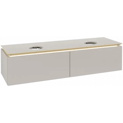Villeroy & Boch Legato Тумба под раковину, с подсветкой, 2 выдвижных ящика, 1600 x 380 x 500 mm, Soft Grey / Soft Grey B599L0VK