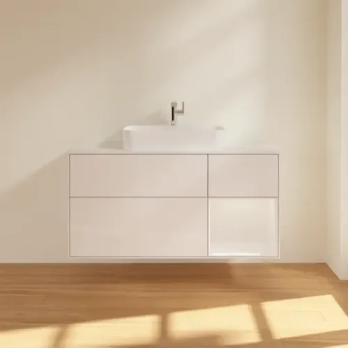 Villeroy & Boch Finion Тумба под раковину, с подсветкой, 3 выдвижных ящика, 1200 x 603 x 501 mm, Glossy White Lacquer / Glossy White Lacquer G421GFGF