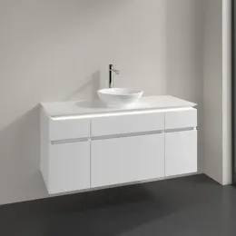 Villeroy & Boch Legato Тумба под раковину, с подсветкой, 5 выдвижных ящиков, 1200 x 550 x 500 mm, Glossy White / Glossy White B578L0DH