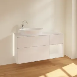 Villeroy & Boch Finion Тумба под раковину, с подсветкой, 3 выдвижных ящика, 1200 x 603 x 501 mm, Glossy White Lacquer / Glossy White Lacquer G931GFGF