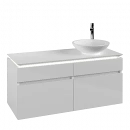 Villeroy & Boch Legato Тумба под раковину, с подсветкой, 4 выдвижных ящика, 1200 x 550 x 500 mm, Glossy White / Glossy White B582L0DH