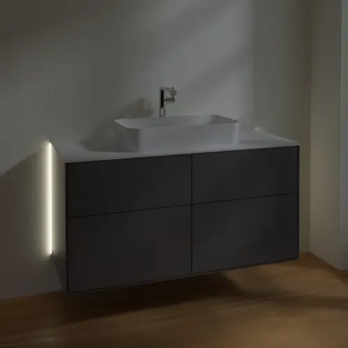 Villeroy & Boch Finion Тумба под раковину, с подсветкой, 4 выдвижных ящика, 1200 x 603 x 501 mm, Anthracite Matt Lacquer G26100GK