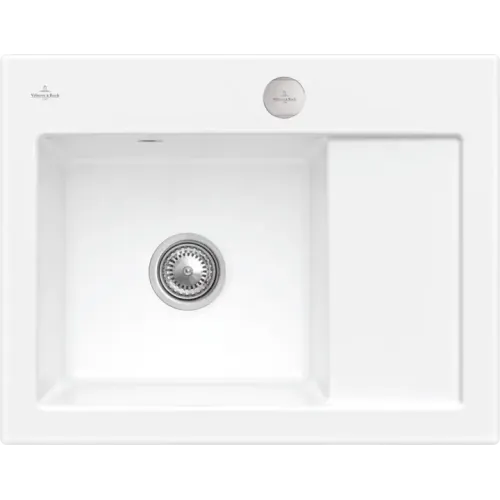 Villeroy & Boch Subway 45 Compact Мойка, включая Комплект слива с эксцентриком, выкл Керамика, 650 x 510 mm, Альпийский белый CeramicPlus 331202R1