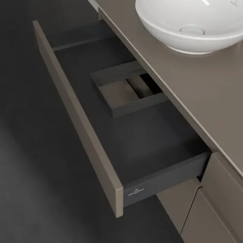 Villeroy & Boch Legato Тумба под раковину, с подсветкой, 4 выдвижных ящика, 1600 x 550 x 500 mm, Truffle Grey / Truffle Grey B600L0VG