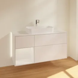 Villeroy & Boch Finion Тумба под раковину, с подсветкой, 3 выдвижных ящика, 1200 x 603 x 501 mm, Glossy White Lacquer / Glossy White Lacquer G291GFGF