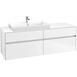 Villeroy & Boch Collaro Тумба под раковину, с подсветкой, 4 выдвижных ящика, 1600 x 548 x 500 mm, Glossy White / Glossy White C026B0DH