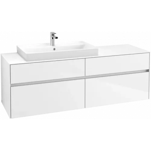 Villeroy & Boch Collaro Тумба под раковину, с подсветкой, 4 выдвижных ящика, 1600 x 548 x 500 mm, Glossy White / Glossy White C026B0DH