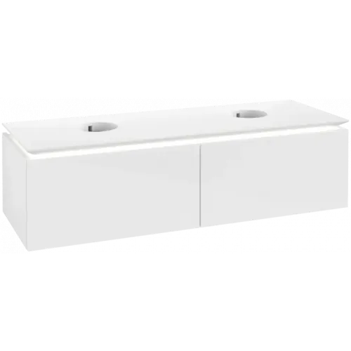 Villeroy & Boch Legato Тумба под раковину, с подсветкой, 2 выдвижных ящика, 1400 x 380 x 500 mm, Glossy White / Glossy White B668L0DH