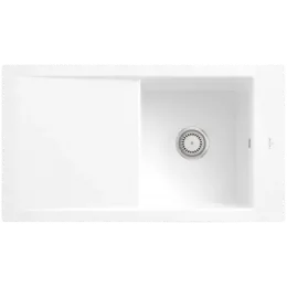 Villeroy & Boch Timeline 50 flat Мойка, включая Комплект слива с ручным управлением, выкл Керамика, 865 x 475 mm, Альпийский белый CeramicPlus 33071FR1