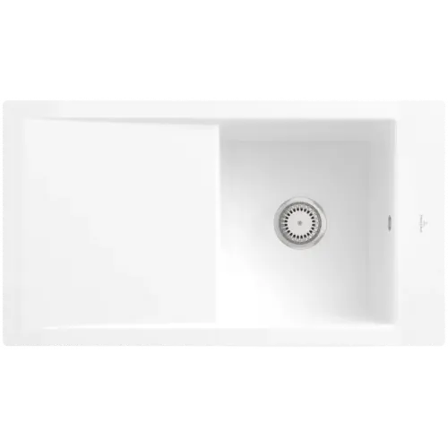 Villeroy & Boch Timeline 50 flat Мойка, включая Комплект слива с ручным управлением, выкл Керамика, 865 x 475 mm, Альпийский белый CeramicPlus 33071FR1