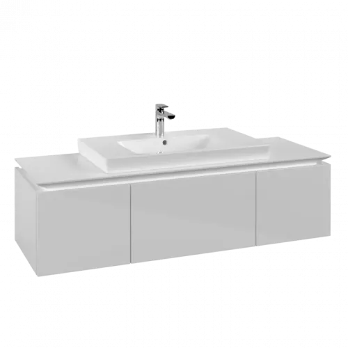 Villeroy & Boch Legato Тумба под раковину, 3 выдвижных ящика, 1400 x 380 x 500 mm, Glossy White / Glossy White B69800DH