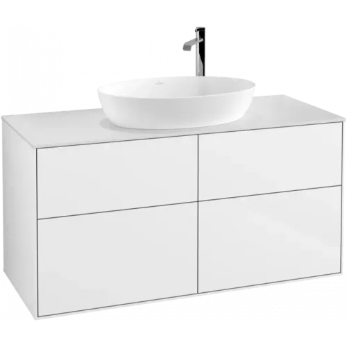 Villeroy & Boch Finion Тумба под раковину, с подсветкой, 4 выдвижных ящика, 1200 x 603 x 501 mm, Glossy White Lacquer G91100GF
