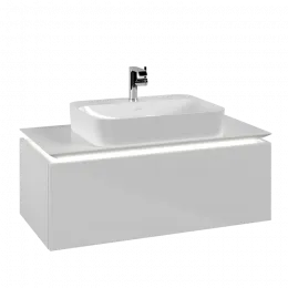 Villeroy & Boch Legato Тумба под раковину, с подсветкой, 1 выдвижной ящик, 1000 x 380 x 500 mm, Glossy White / Glossy White B755L0DH