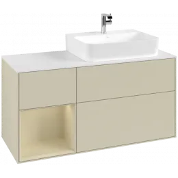 Villeroy & Boch Finion Тумба под раковину, с подсветкой, 3 выдвижных ящика, 1200 x 603 x 501 mm, Silk Grey Matt Lacquer / Silk Grey Matt Lacquer G141HJHJ