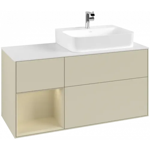 Villeroy & Boch Finion Тумба под раковину, с подсветкой, 3 выдвижных ящика, 1200 x 603 x 501 mm, Silk Grey Matt Lacquer / Silk Grey Matt Lacquer G141HJHJ