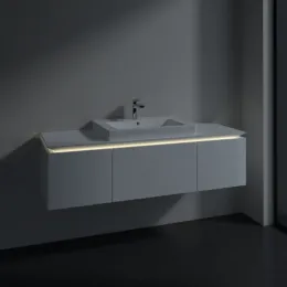 Villeroy & Boch Legato Тумба под раковину, с подсветкой, 3 выдвижных ящика, 1400 x 380 x 500 mm, Glossy White / Glossy White B684L0DH