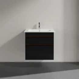 Villeroy & Boch Venticello Тумба под раковину, 2 выдвижных ящика, 603 x 590 x 502 mm, Black Matt Lacquer / Black Matt Lacquer A92405PD