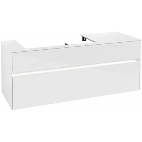 Villeroy & Boch Collaro Тумба под раковину, с подсветкой, 4 выдвижных ящика, 1400 x 548 x 500 mm, Glossy White / Glossy White C089B0DH