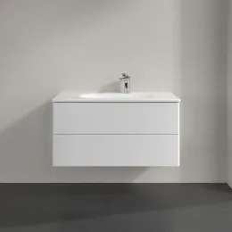 Villeroy & Boch Antao Тумба под раковину, с подсветкой, 2 выдвижных ящика, 988 x 504 x 496 mm, лицевая поверхность без текстурированной отделки, Glossy White Lacquer L05000GF