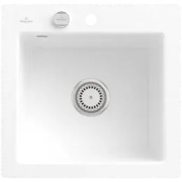 Villeroy & Boch Subway 50 S flat Мойка, включая Комплект слива с эксцентриком, выкл Керамика, 490 x 475 mm, Альпийский белый CeramicPlus 33152FR1