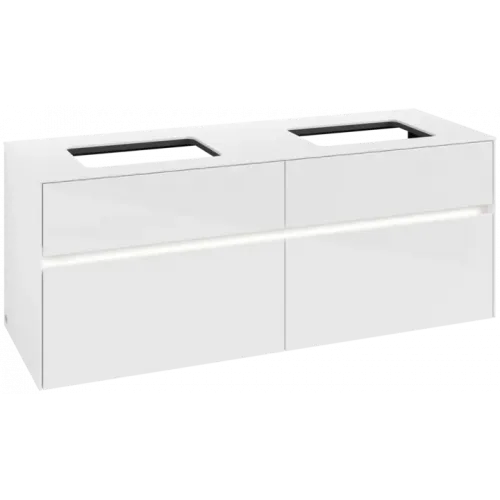 Villeroy & Boch Collaro Тумба под раковину, с подсветкой, 4 выдвижных ящика, 1400 x 548 x 500 mm, Glossy White / Glossy White C119B0DH