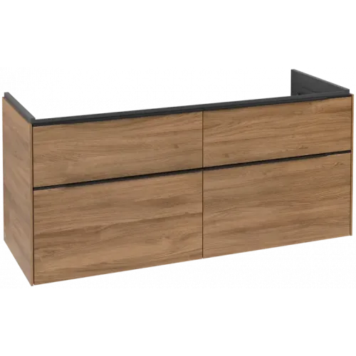 Villeroy & Boch Subway 3.0 Тумба под раковину, с подсветкой, 4 выдвижных ящика, 1272 x 576 x 478 mm, Oak Kansas C568L1RH