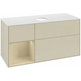 Villeroy & Boch Finion Тумба под раковину, с подсветкой, 3 выдвижных ящика, 1200 x 603 x 501 mm, Silk Grey Matt Lacquer / Silk Grey Matt Lacquer FA61HJHJ