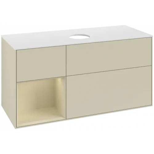 Villeroy & Boch Finion Тумба под раковину, с подсветкой, 3 выдвижных ящика, 1200 x 603 x 501 mm, Silk Grey Matt Lacquer / Silk Grey Matt Lacquer FA61HJHJ