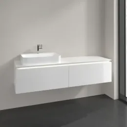 Villeroy & Boch Legato Тумба под раковину, с подсветкой, 2 выдвижных ящика, 1600 x 380 x 500 mm, Glossy White / Glossy White B763L0DH