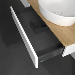 Villeroy & Boch Antao Тумба под раковину, 2 выдвижных ящика, 1600 x 190 x 500 mm, лицевая поверхность без текстурированной отделки, Glossy White Lacquer / Honey Oak K17051GF