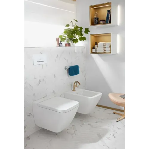 Villeroy & Boch Finion Унитаз с открытым смывным краем, настенный, Альпийский белый CeramicPlus 4664R0R1