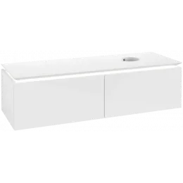 Villeroy & Boch Legato Тумба под раковину, с подсветкой, 2 выдвижных ящика, 1400 x 380 x 500 mm, Glossy White / Glossy White B615L0DH
