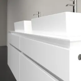 Villeroy & Boch Legato Тумба под раковину, с подсветкой, 4 выдвижных ящика, 1400 x 550 x 500 mm, Glossy White / Glossy White B669L0DH