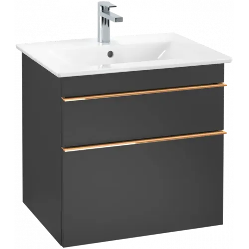 Villeroy & Boch Venticello Тумба под раковину, 2 выдвижных ящика, 603 x 590 x 502 mm, Black Matt Lacquer / Black Matt Lacquer A92405PD