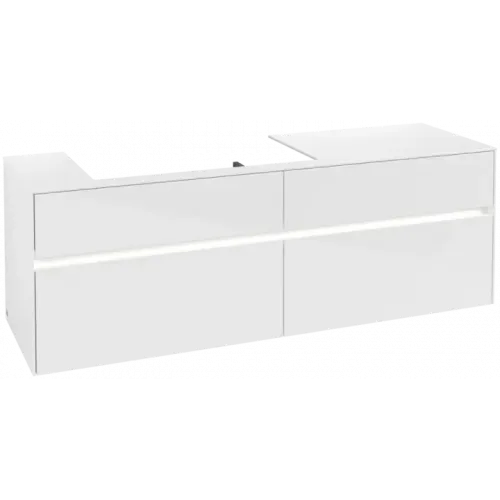 Villeroy & Boch Collaro Тумба под раковину, с подсветкой, 4 выдвижных ящика, 1600 x 548 x 500 mm, Glossy White / Glossy White C026B0DH