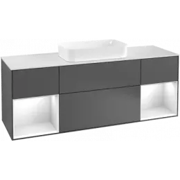 Villeroy & Boch Finion Тумба под раковину, с подсветкой, 4 выдвижных ящика, 1600 x 603 x 501 mm, Silk Grey Matt Lacquer / Silk Grey Matt Lacquer G741HJHJ