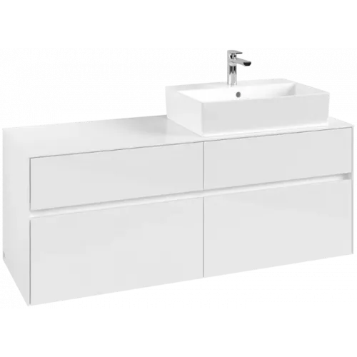 Villeroy & Boch Collaro Тумба под раковину, 4 выдвижных ящика, 1400 x 548 x 500 mm, Glossy White / Glossy White C13300DH