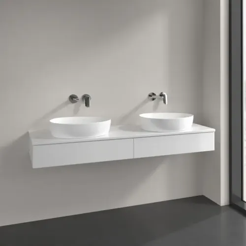 Villeroy & Boch Antao Тумба под раковину, 2 выдвижных ящика, 1600 x 190 x 500 mm, лицевая поверхность без текстурированной отделки, Glossy White Lacquer / Glossy White Lacquer K17010GF